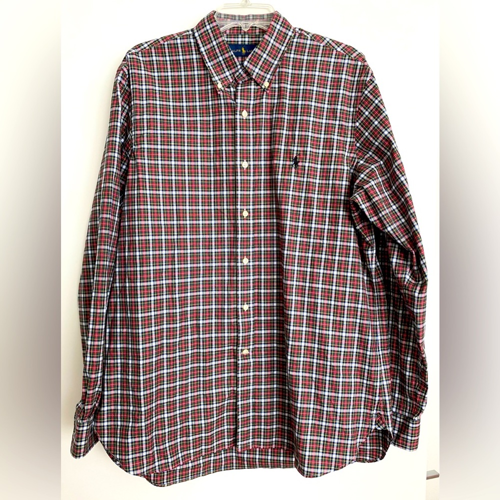 🎉Host Pick🎉NWOT Ralph Lauren Button Up Shirt 16 1/2-42 Red Green White Plaid
